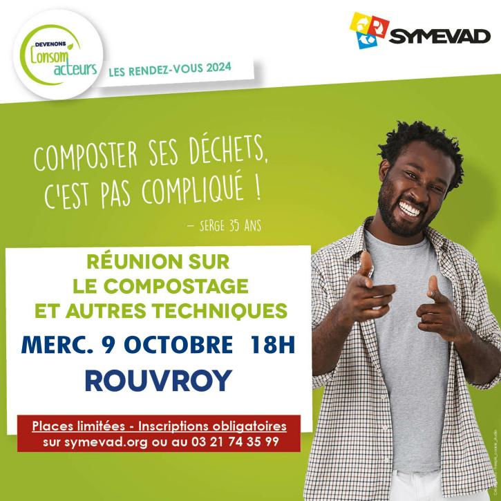 Une prochaine réunion d’information sur le compostage aura lieu à la salle des fêtes Michel Dumoulin à Rouvroy, Mercredi 9 octobre à 18h. Inscription obligatoire auprès du SYMEVAD via ce lien  : https://cutt.ly/wzbyM12 ou au 03 21 74 35 99.