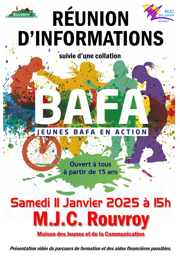 Samedi 11 janvier, à 15h, à la MJC : Réunion d’informations sur le BAFA.