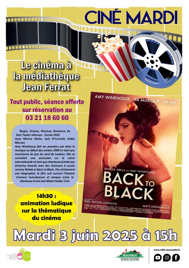 Mardi 3 juin, à 15h, à la médiathèque Jean Ferrat : Ciné mardi « Back to black».