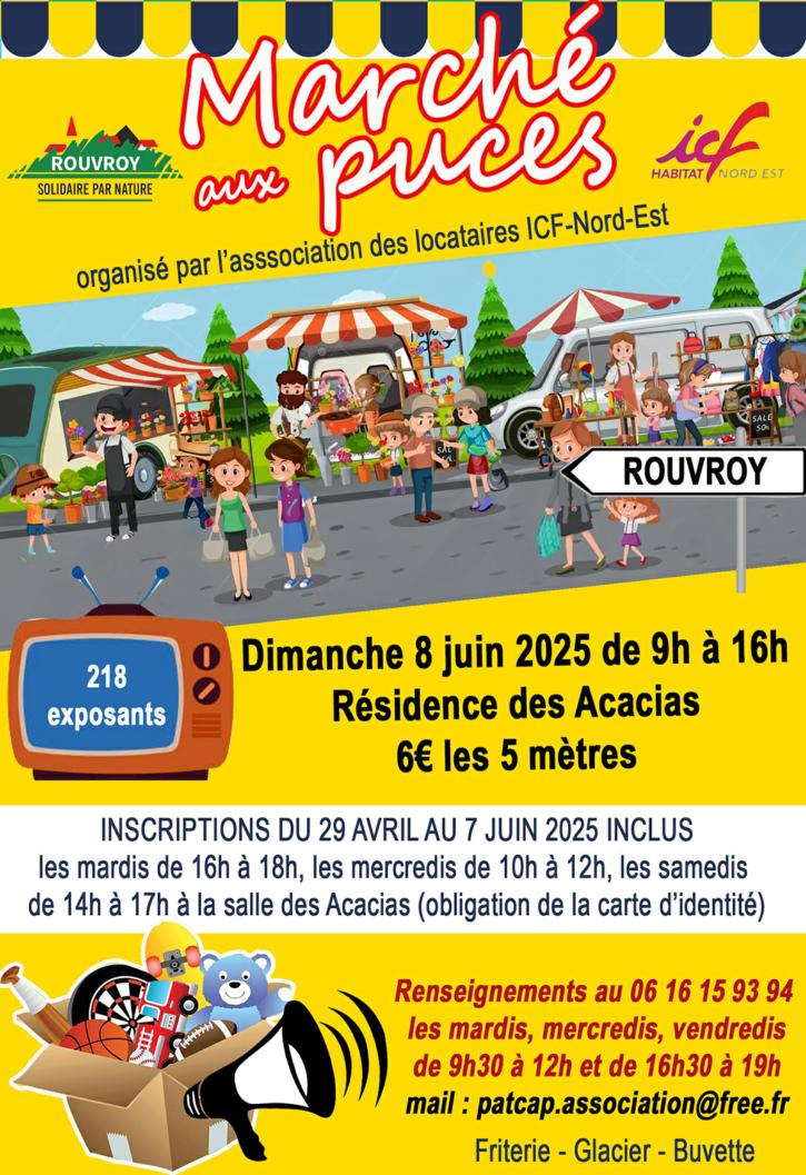 Dimanche 8 juin, de 9h à 16h, résidence des Acacias : Marché aux puces, organisé par l’association des locataires ICF Nord-Est.