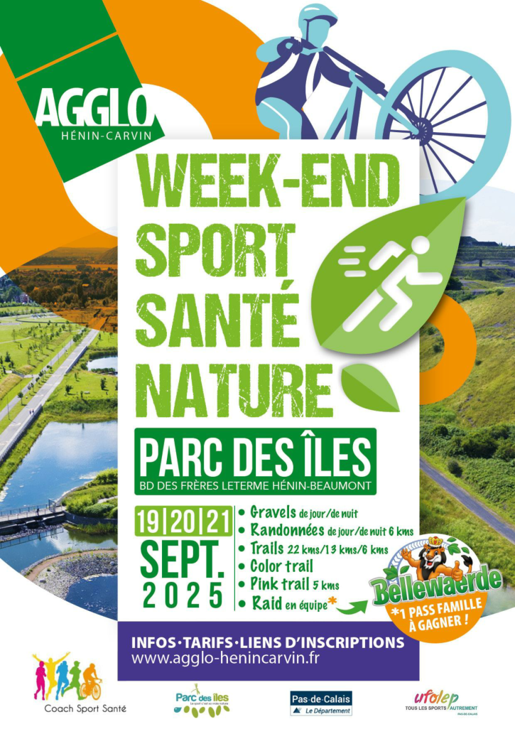 Du 19 au 21 septembre : un week-end sport, santé, nature !  Organisé par l’association Coach Sport Santé, en partenariat avec l’Agglo Hénin-Carvin.